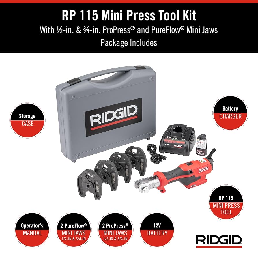 ichi๑´∀`๑o RIDGID 72558 Model RP 115 Mini Press Tool and Battery Kit